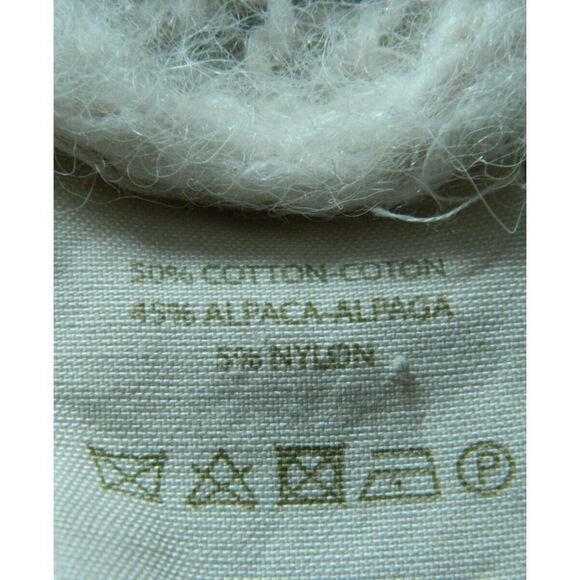 Free People Sweater Women Size Small Ivory Alpaca Blend V-Neck Oversized Cropped - Picture 8 of 8